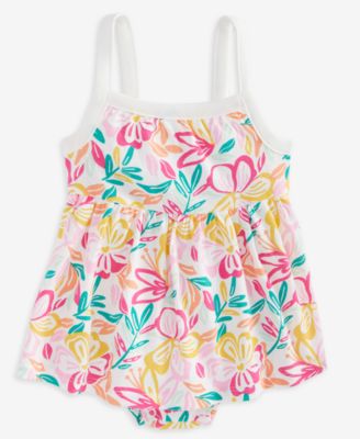 First Impressions - Baby Girls Tropical Floral-Print Sunsuit