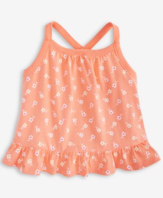 First Impressions - Baby Girls Simple Floral-Print Peplum Tank Top
