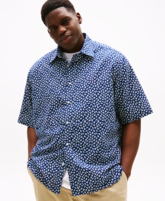 Tommy Hilfiger - Men's Big & Tall Leaf-Pattern Linen Shirt