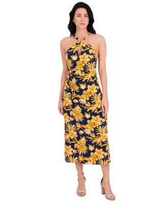 Siena - Women's Printed Halter-Neck Sleeveless Maxi Dress