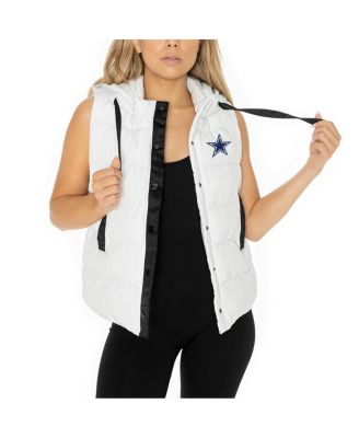 Gameday Couture - Women's White Dallas Cowboys Hooded Full-Snap Puffer Vest