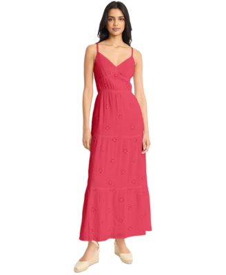 The Good Journey - Women's Eyelet Open-Back Maxi Dress