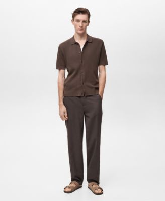 MANGO - Men's Openwork Knitted Structured Shirt