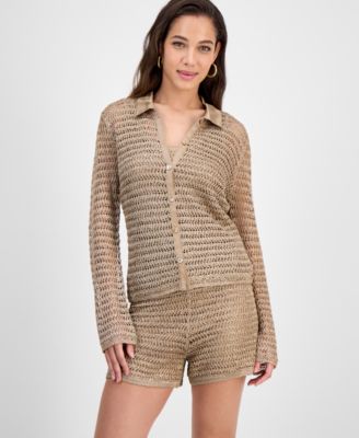 GUESS - Women's Bella Embellished Knit Shirt