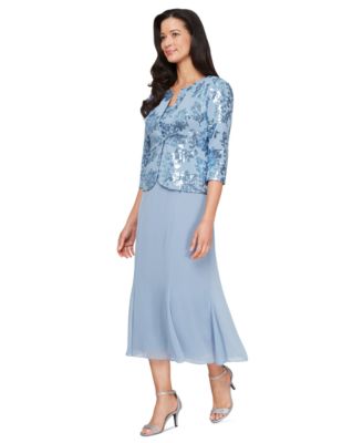 Alex Evenings - Petite 3/4-Sleeve Mock Tea Length Dress