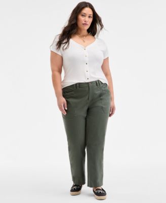 On 34th - Trendy Plus Size Solid High-Rise Braid-Detail Pants, Exclusively at Macy's