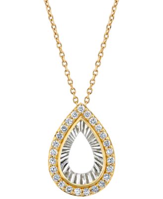 Macy's - Diamond Tear-Shape 18" Pendant Necklace (1/4 ct. t.w.) in 14k Two-Tone Gold