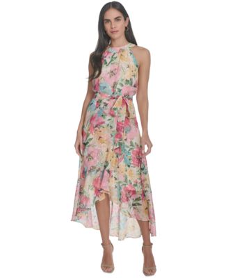Jessica Howard - Petite Floral-Print High-Low Midi Dress