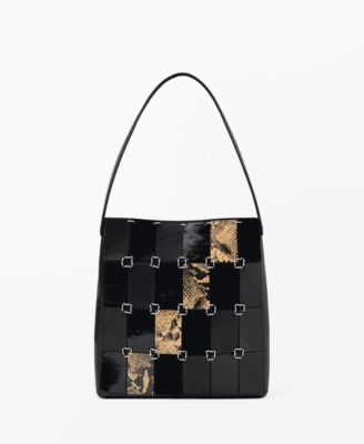 MANGO - Women's Combined Patchwork Leather Bag