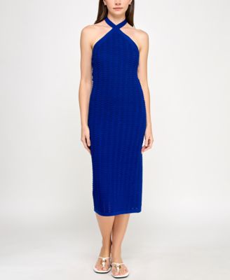 INVITEE - Juniors' Halter Sleeveless Crochet Midi Dress