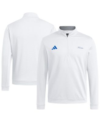 adidas - Men's&nbsp;White Kansas Jayhawks Elevated Quarter-Zip Jacket