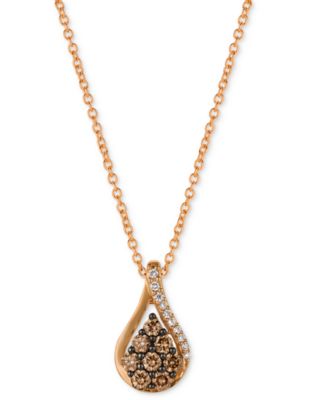 Le Vian - Chocolatier&reg; Chocolate Diamond & Vanilla Diamond Teardrop 20" Pendant Necklace (3/8 ct. t.w.) in 14k Rose Gold