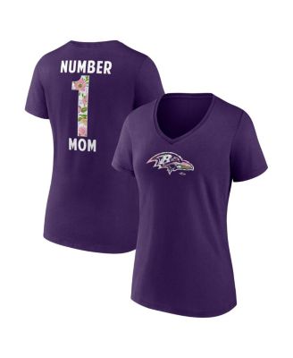 Logo Athletic - Women's Purple Baltimore Ravens Number 1 Mom Floral V-Neck T-shirt