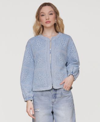 Avec Les Filles - Women's Floral Embroidered Barn Jacket