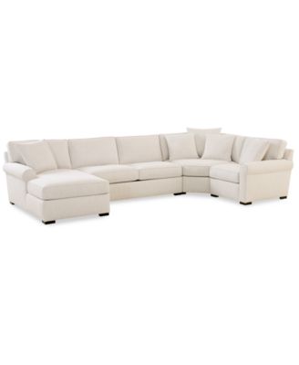 Furniture - Radley Roll Arm 151" 4-Pc. Fabric Chaise Sectional with Wedge