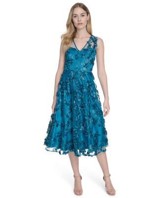 Eliza J - Women's Embroidered-Mesh Sleeveless Fit & Flare Dress
