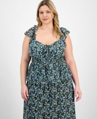 On 34th - Trendy Plus Size Ruffled-Strap Smocked Top