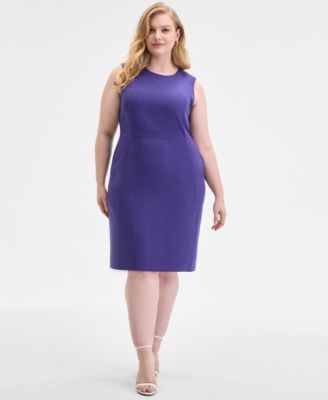 Kasper - Plus Size Crewneck Sleeveless Sheath Dress