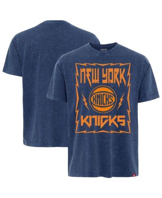 Sportiqe - Men's Blue New York Knicks Distressed Rock Roll Collection Angus Premium Mineral Wash T-Shirt