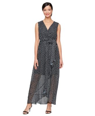 SL Fashions - Women's Printed Chiffon Ruffled Sleeveless Dress