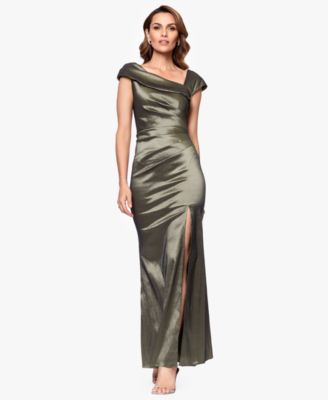 XSCAPE - Petite Asymmetrical-Neckline Long Sheath Dress