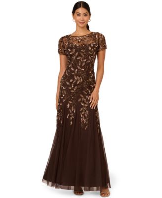 Adrianna Papell - Plus Size Floral-Beaded Gown