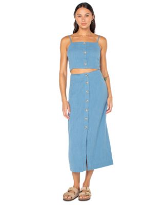 Roxy - Juniors' Island Nomad Cotton Button-Front Midi Skirt