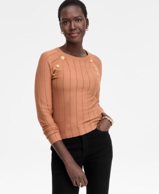 I.N.C. International Concepts - Women's Button-Trim Pointelle Sweater