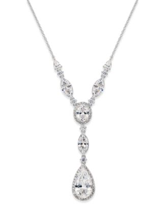 Eliot Danori - Silver-Tone Crystal Lariat Necklace