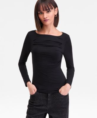 I.N.C. International Concepts - Women's Open-Neck Placed-Pleat Top
