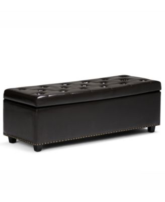 Simpli Home - Bonded Leather Rectangular Storage Ottoman, Direct Ship