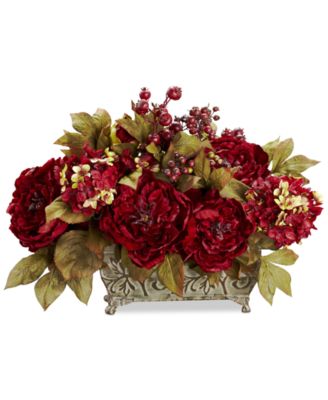 Nearly Natural - Peony & Hydrangea Flower Arrangement