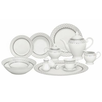 Lorren Home Trends - Verona 57-Pc. Dinnerware Set, Service for 8 & Serving Pieces
