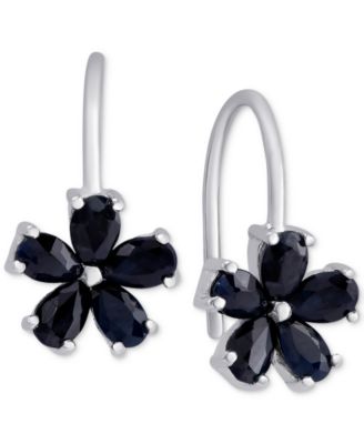 Macy's - Sapphire Flower Drop Earrings (1/2 ct. t.w.) in Sterling Silver