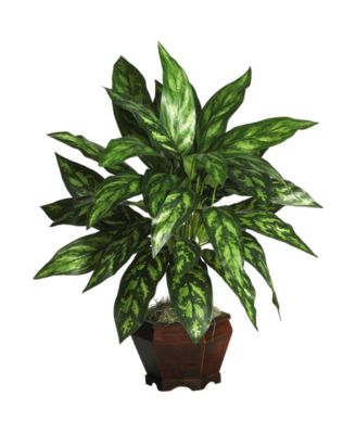 Nearly Natural - Silver King w/ Wood Vase Silk Plant