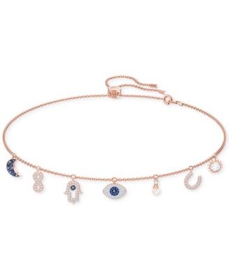 Swarovski - Rose Gold-Tone Crystal Protective Charm Bolo Necklace