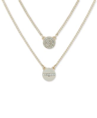 DKNY - Gold-Tone Crystal Pendant Two-Row Necklace