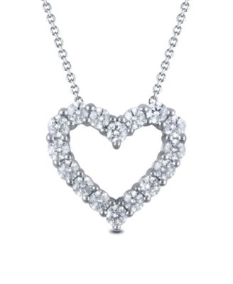 Macy's - Diamond 18" Heart Pendant Necklace (2 ct. t.w.) in 14k White Gold