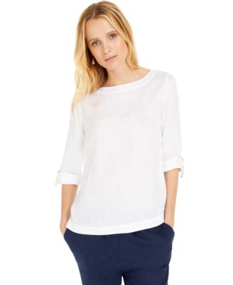 Charter Club - Petite Linen Cuffed Top