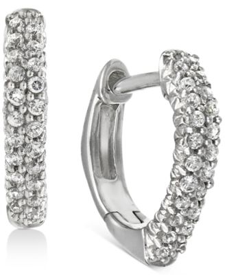 Macy's - Diamond Square Hoop Earrings (1/6 ct. t.w.) in 10k White Gold