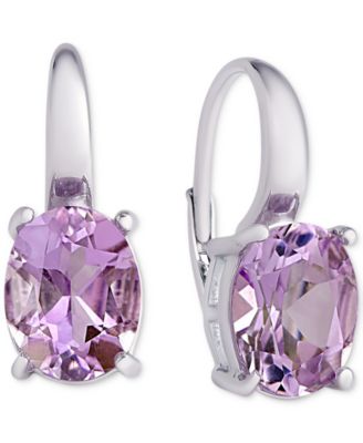 Macy's - Amethyst Oval Leverback Earrings (4-3/4 ct. t.w.) in Sterling Silver