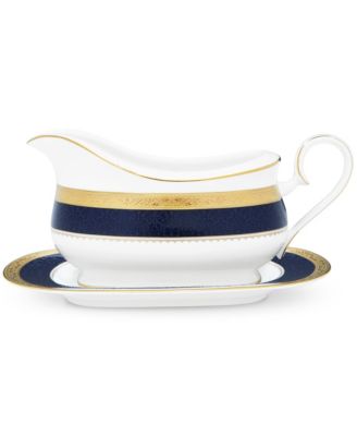 Noritake - Odessa Cobalt Gold Gravy W/Tray (2 Pcs), 21-1/2 Oz.