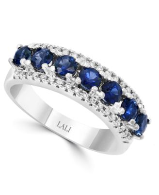 LALI Jewels - Sapphire (1-1/3 ct. t.w.) & Diamond (1/3 ct. t.w.) Ring in 14k White Gold
