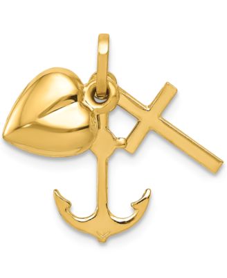 Macy's - Heart, Cross & Anchor Charm Pendant in 14k Gold