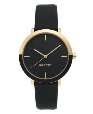 Anne Klein - Gold-Tone and Black Strap Watch, 36mm