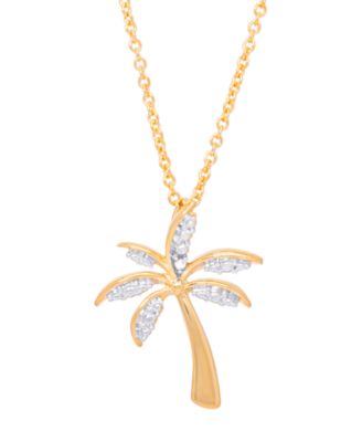 Macy's - Diamond Accent Palm Tree Pendant 18" Necklace in Fine Gold Plate