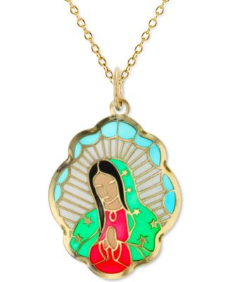 Macy's - Enamel Mary 18" Pendant Necklace in 14k Gold