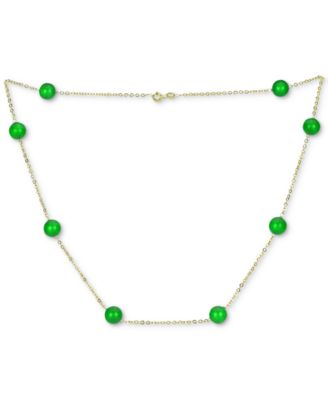 Macy's - Onyx Bead 18" Collar Necklace in 14k Gold (Also in Jade, Lapis Lazuli, Rose Quartz, & Turquoise)