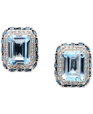 Macy's - Amethyst (4 ct. t.w.) & White Topaz (1/5 ct. t.w.) Stud Earrings in Sterling Silver (Also in Sky Blue Topaz & Citrine/Garnet)