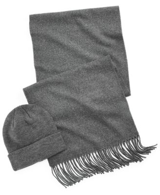Club Room - Men's Charcoal Heather Beanie & Scarf Set